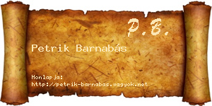 Petrik Barnabás névjegykártya